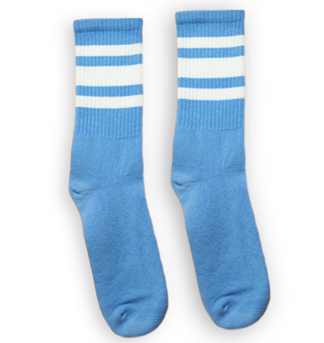 White Striped Socks | Carolina Blue