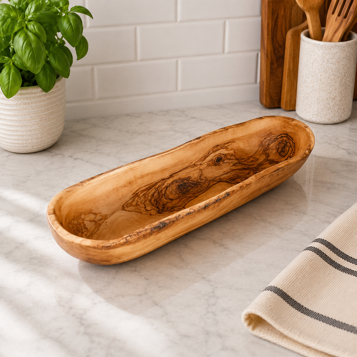 Large Long Olive Wood Bowl
