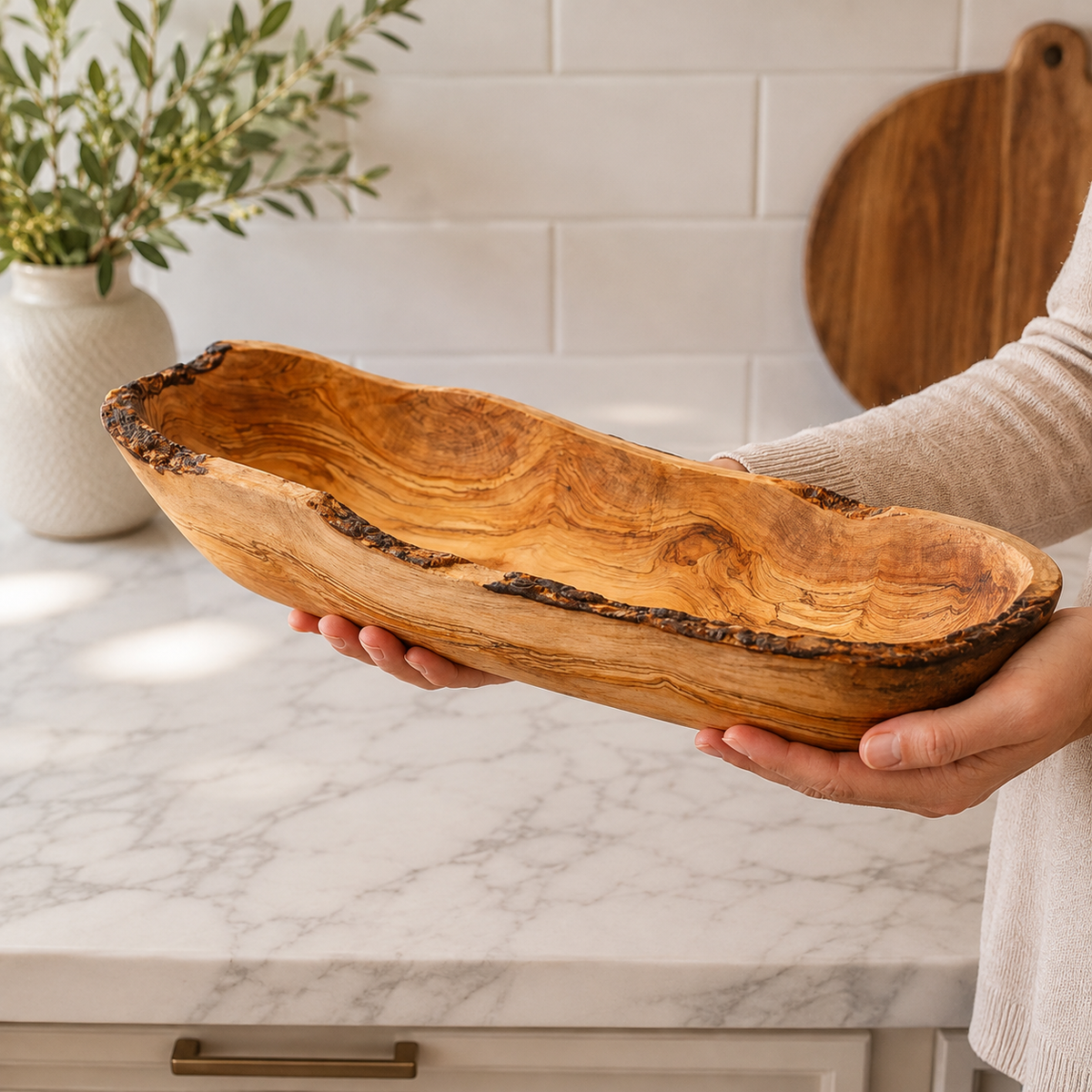 Large Long Olive Wood Bowl