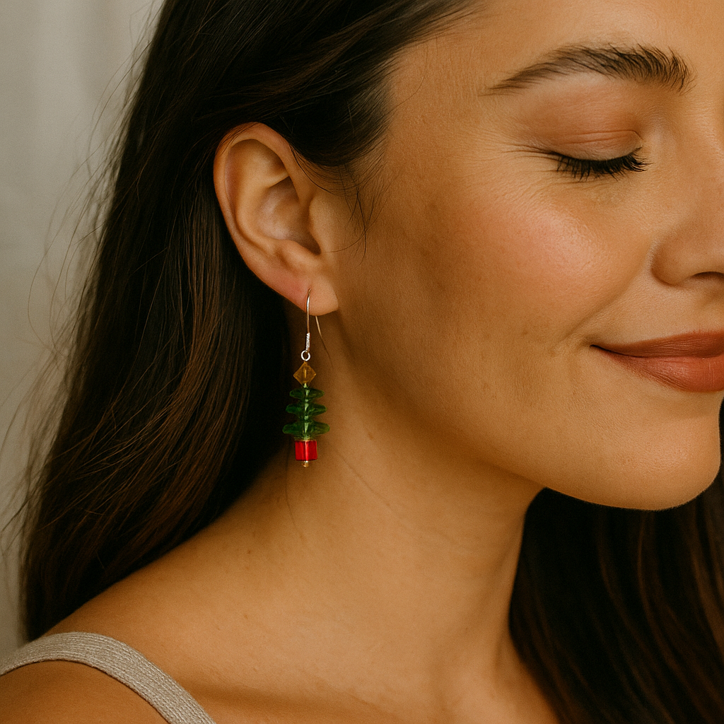 Swarovski Crystal Christmas Tree Sterling Silver Earrings