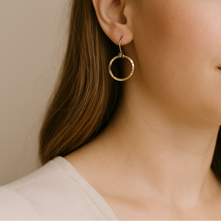 Hammered Hoop Earrings – 16mm Gold Filled or Sterling Silver