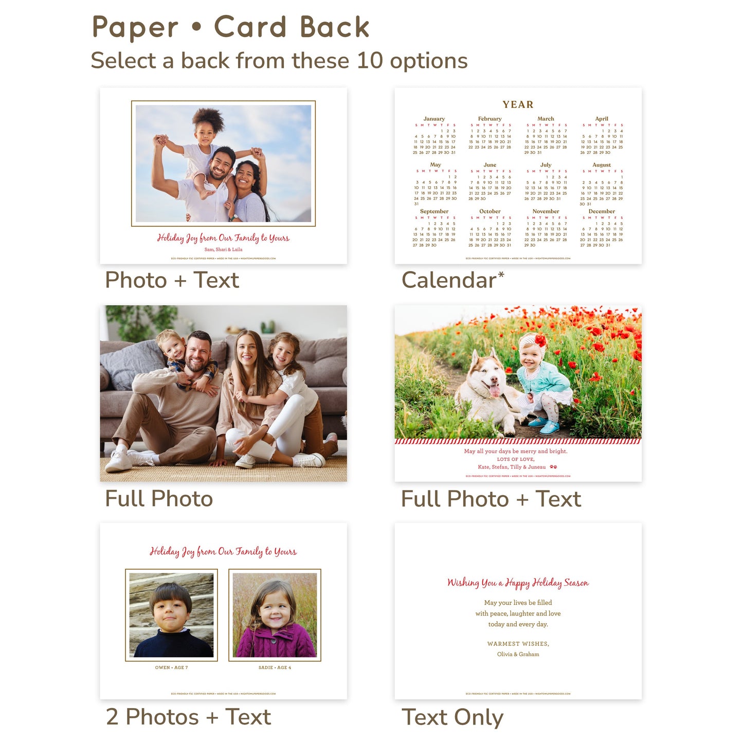 Evergreen Sprigs Custom Holiday Card - Wood or Paper