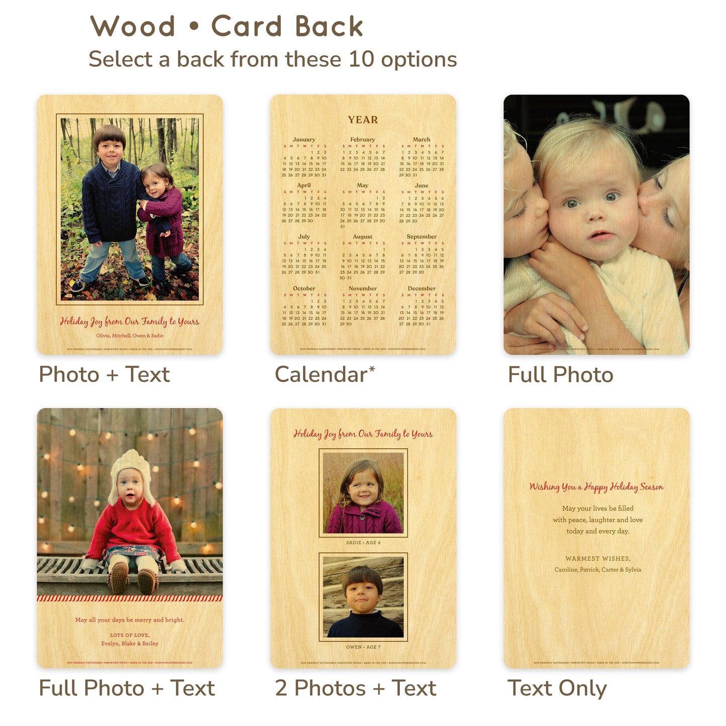 Starry Tree Custom Holiday Card - Wood or Paper