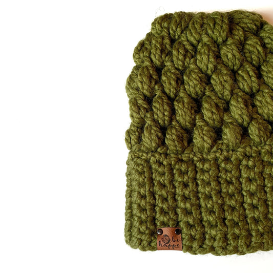 Crochet Slouch Hat | Green Slouchy Beanie