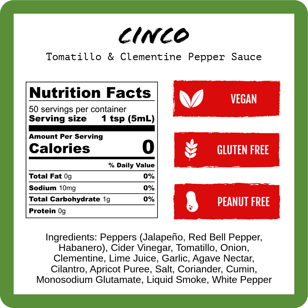 Cinco - Tomatillo & Clementine Pepper Sauce (9oz)