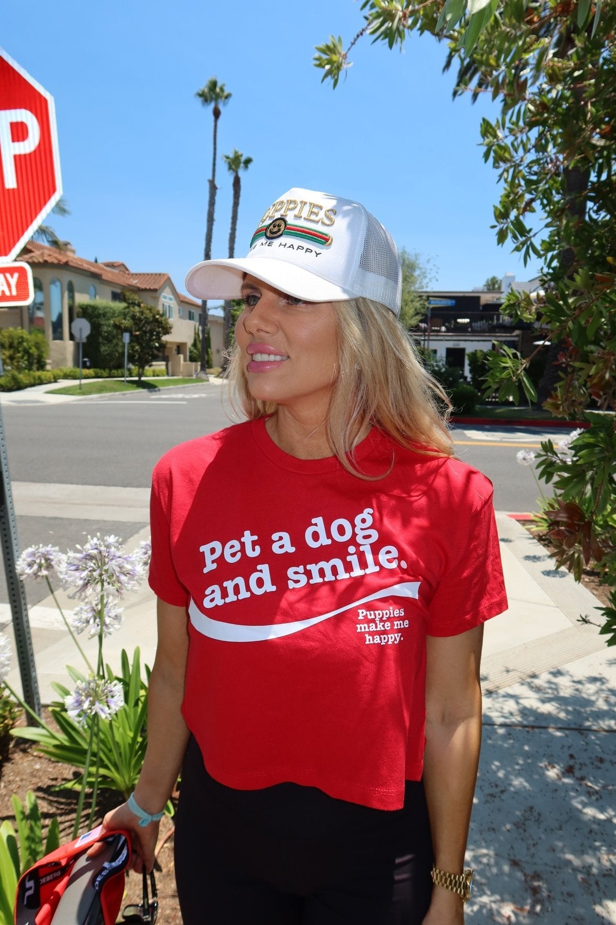 Pet A Dog And Smile Crop Tee | Gift for Dog Lovers | Made in USA