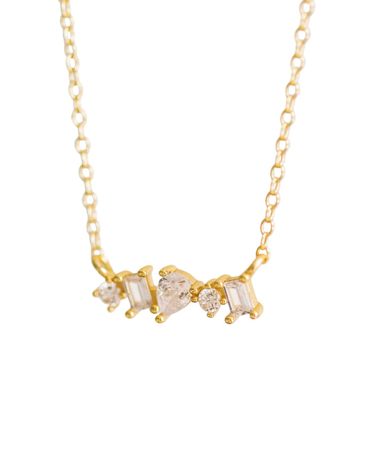Gold Crystal Bar Necklace