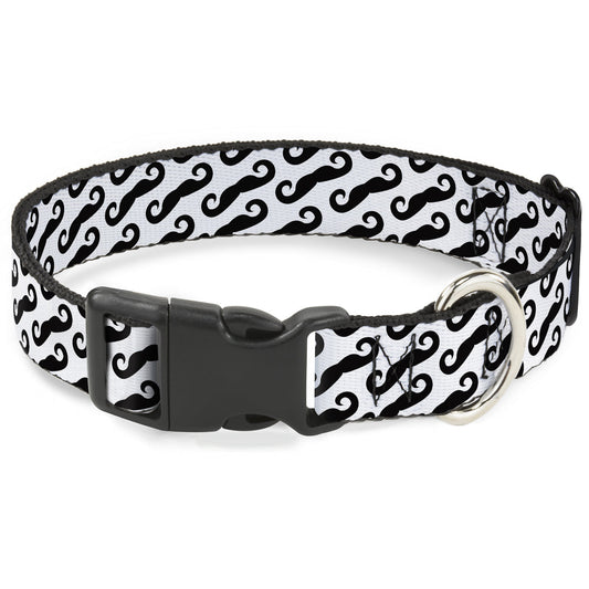Plastic Clip Collar - Diagonal Handlebar Mustaches White/Black