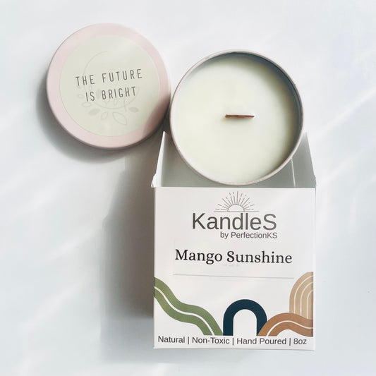 Mango Sunshine Luxury Candle | Eco-Friendly Clean-Burning Wooden Wick Candle