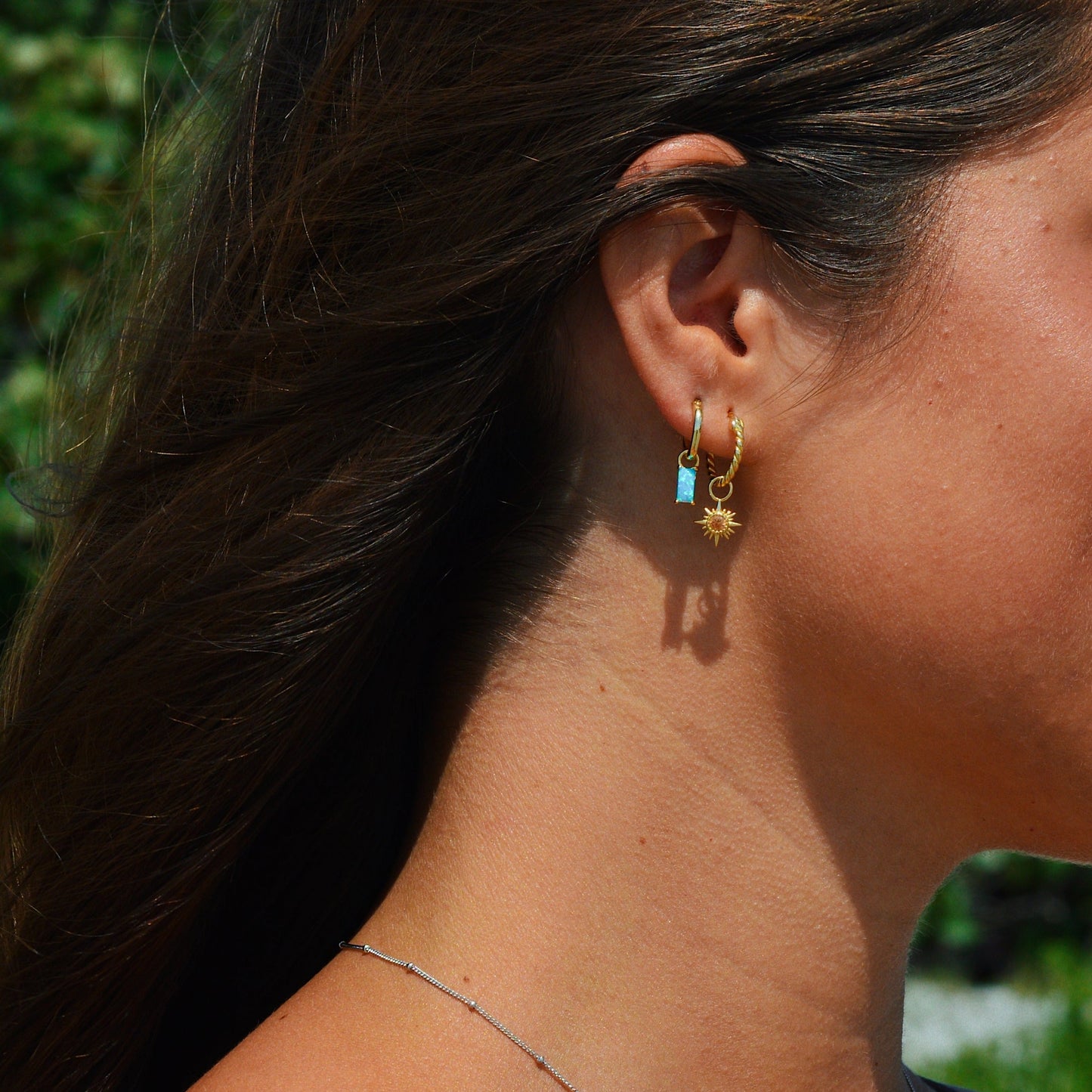 Blue Lagoon Opal Hoops