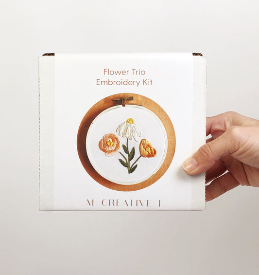 Flower Trio - Flower Embroidery Kit for Beginners