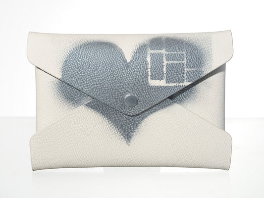 White Epsom Pochette with Hand-Painted Art