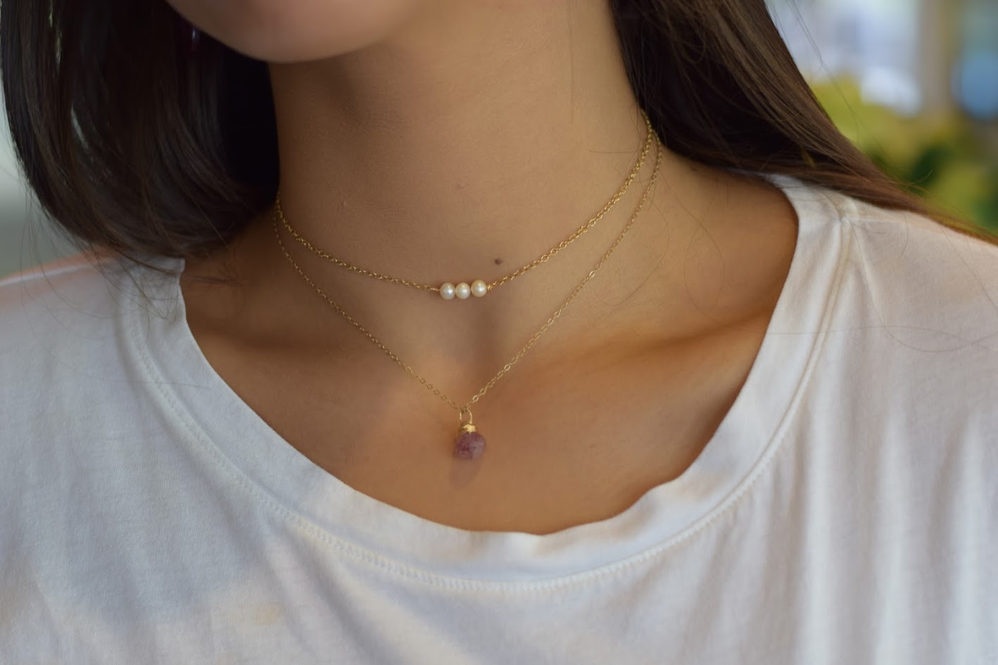 Tiny Trio Freshwater Pearl Necklace – Sterling Silver or 14k Gold Filled