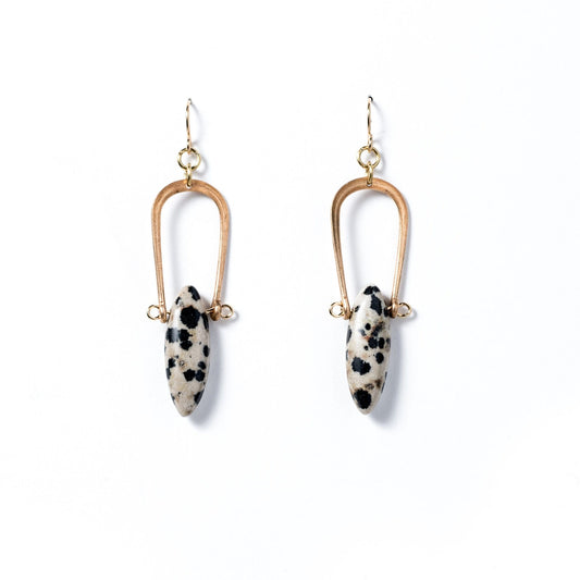 Amulet Earrings in Dalmatian Jasper