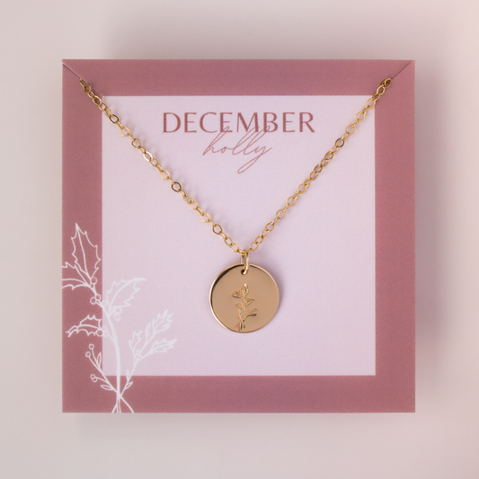 December Birth Flower Necklace • Holly