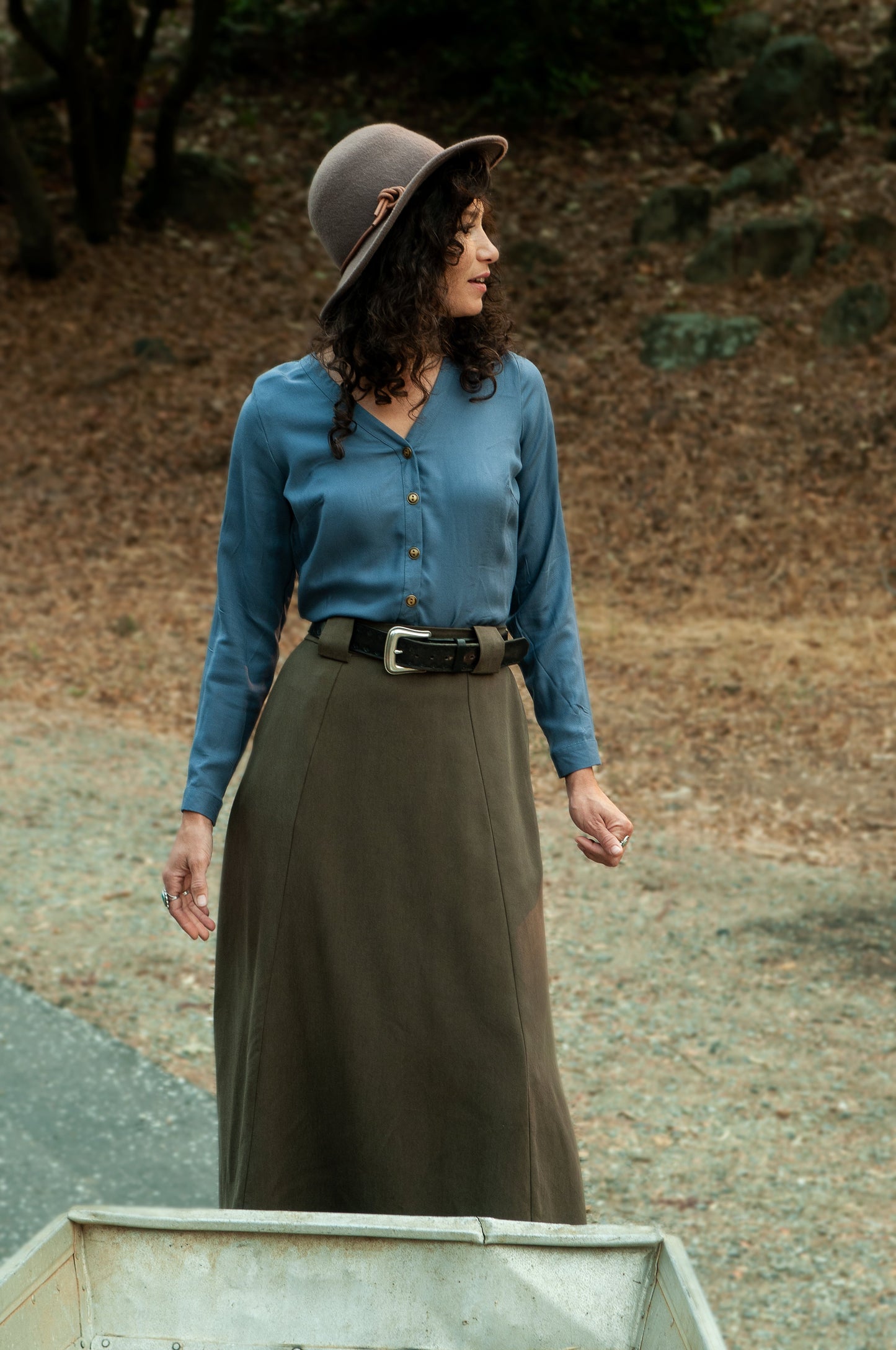 Olivia Skirt in Olive Tencel