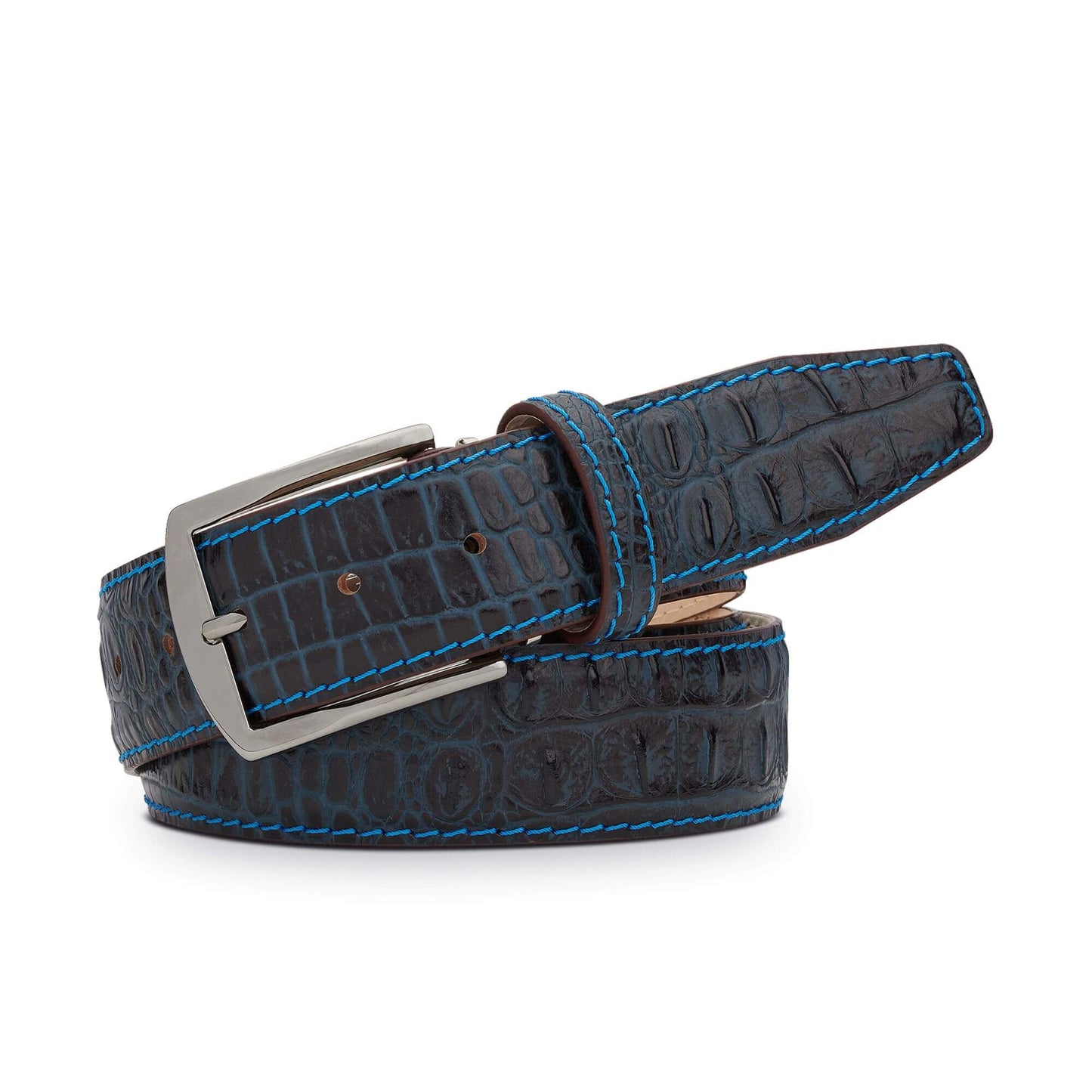 Denim Mock Croc Leather Belt