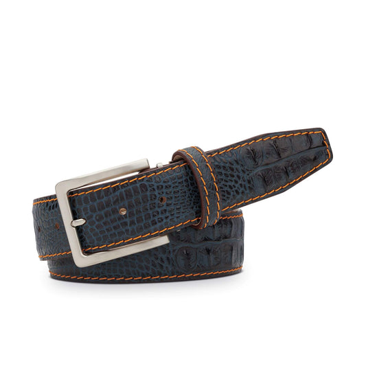 Denim Mock Croc Leather Belt