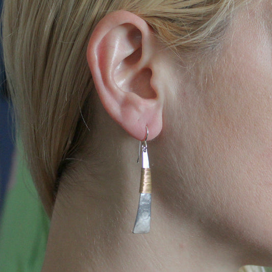 Long Wire Wrapped Triangle Wire Earring