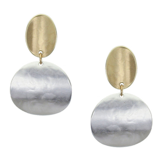 Curved Oval with Curved Disc Post Earring