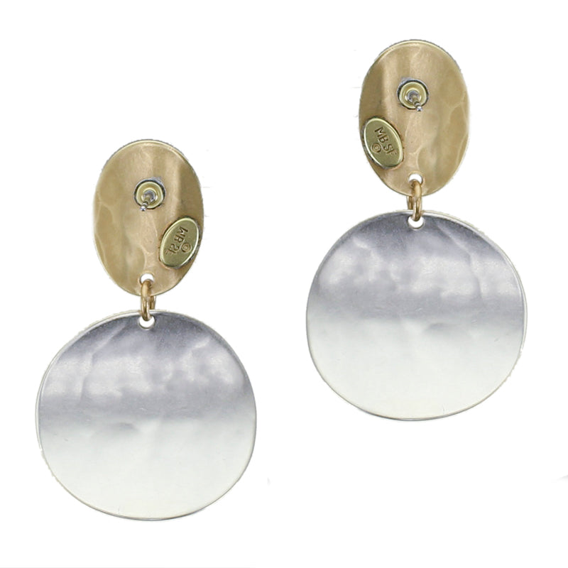 Curved Oval with Curved Disc Post Earring