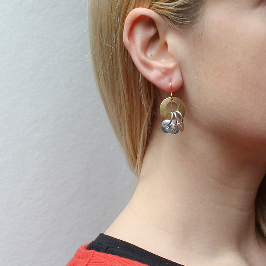 Cutout Disc with Rings and Disc Beads Wire Earring