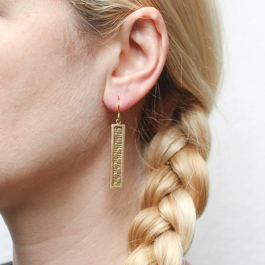 Long Rectangle Frame with Basketweave Center Wire Earring