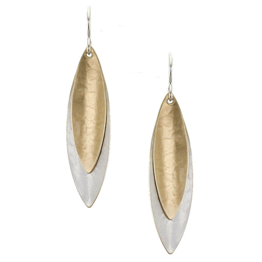 Large Double Long Layered Leaves Wire Earrings