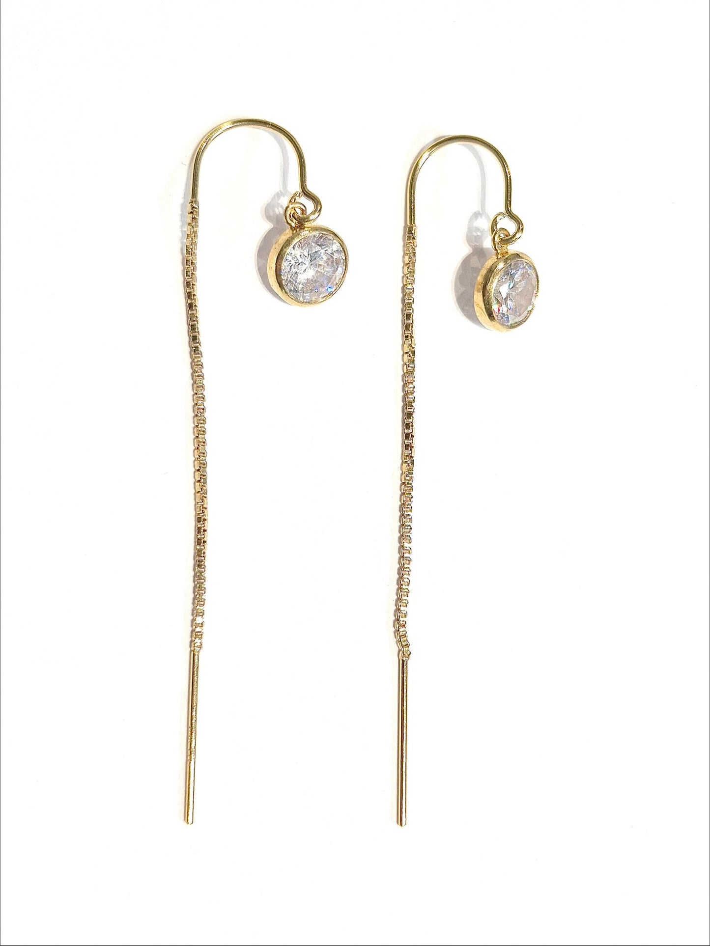 Rhinestone “Diamond” circle thread earrings