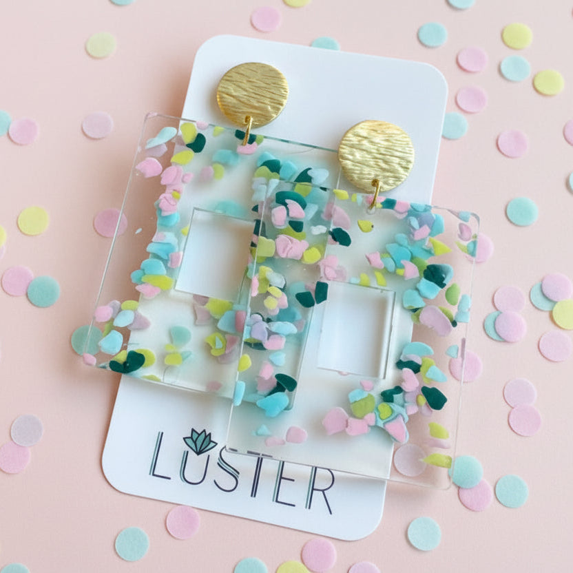Confetti Square Hoop Earrings