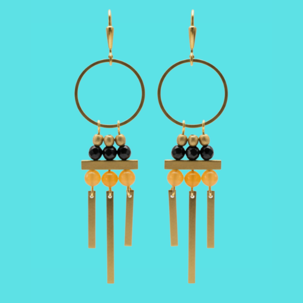 Brass Art Deco Lightweight Statement Earrings