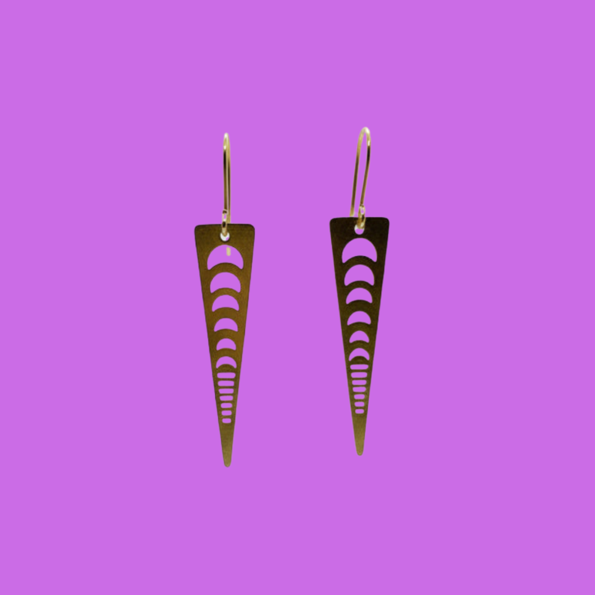 Brass Moon Phase Unique Earrings