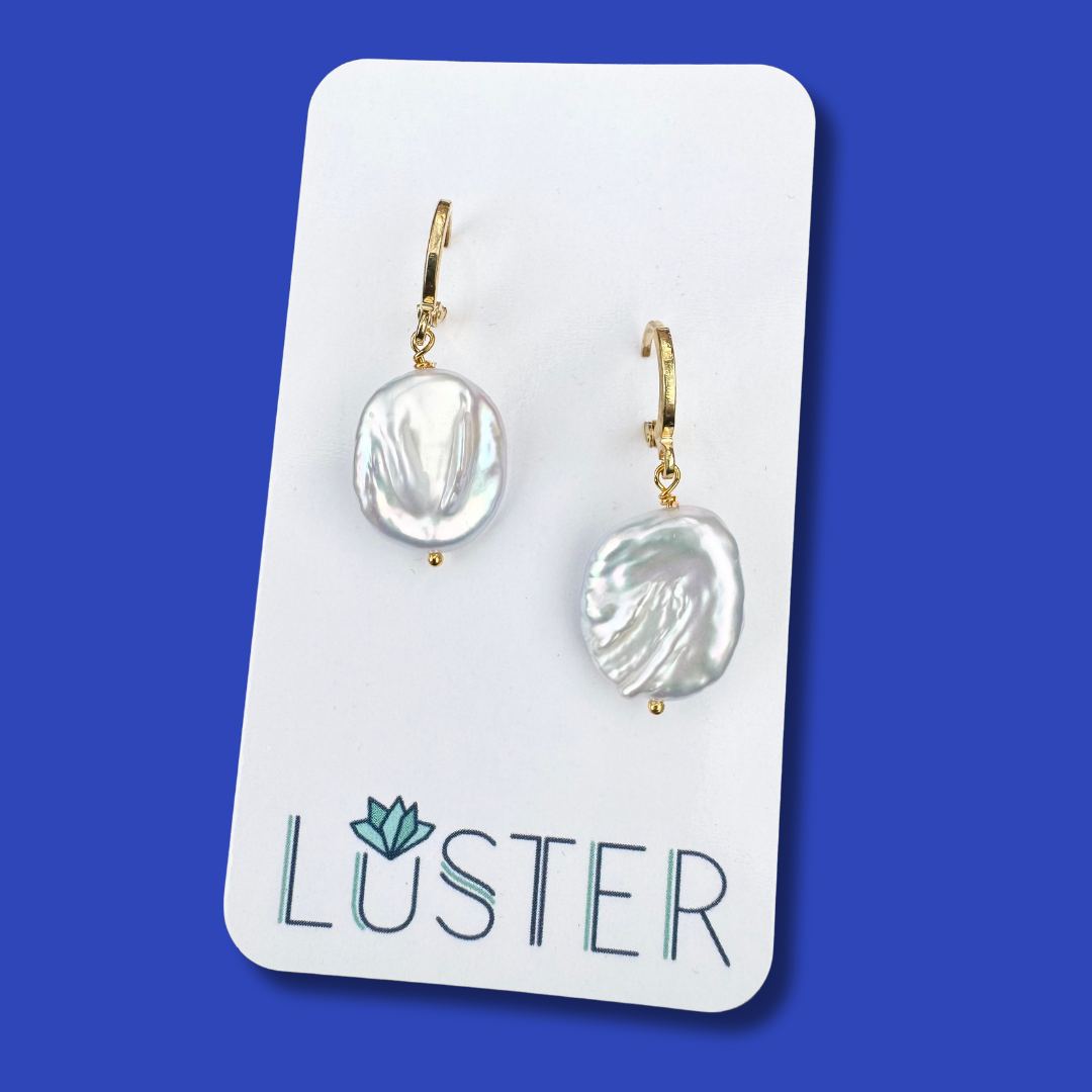 Coin Pearl Drop Earrings