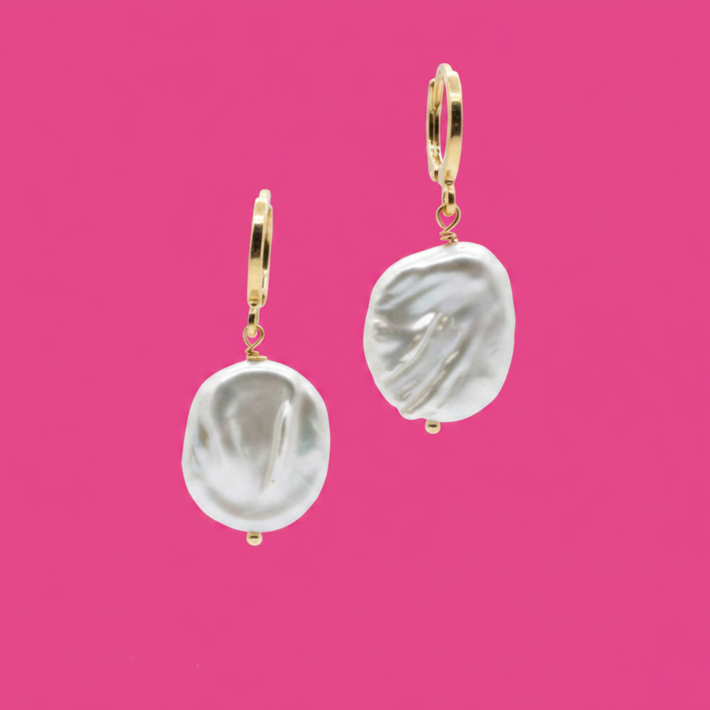 Coin Pearl Drop Earrings