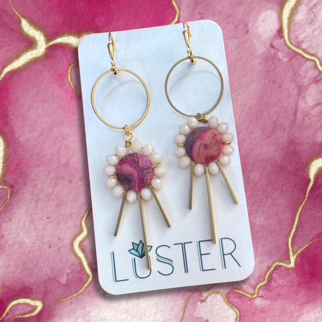 Gold Brass + Stone Statement Earrings