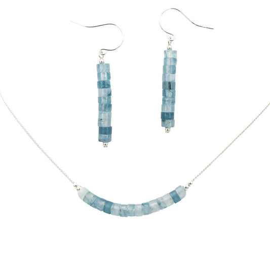 Aquamarine Stacks ~ Necklace & Earrings Set