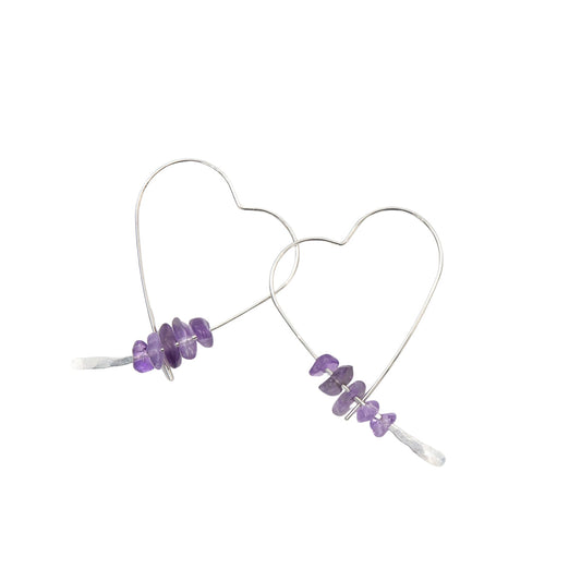 Artistic Organic Amethyst Hearts