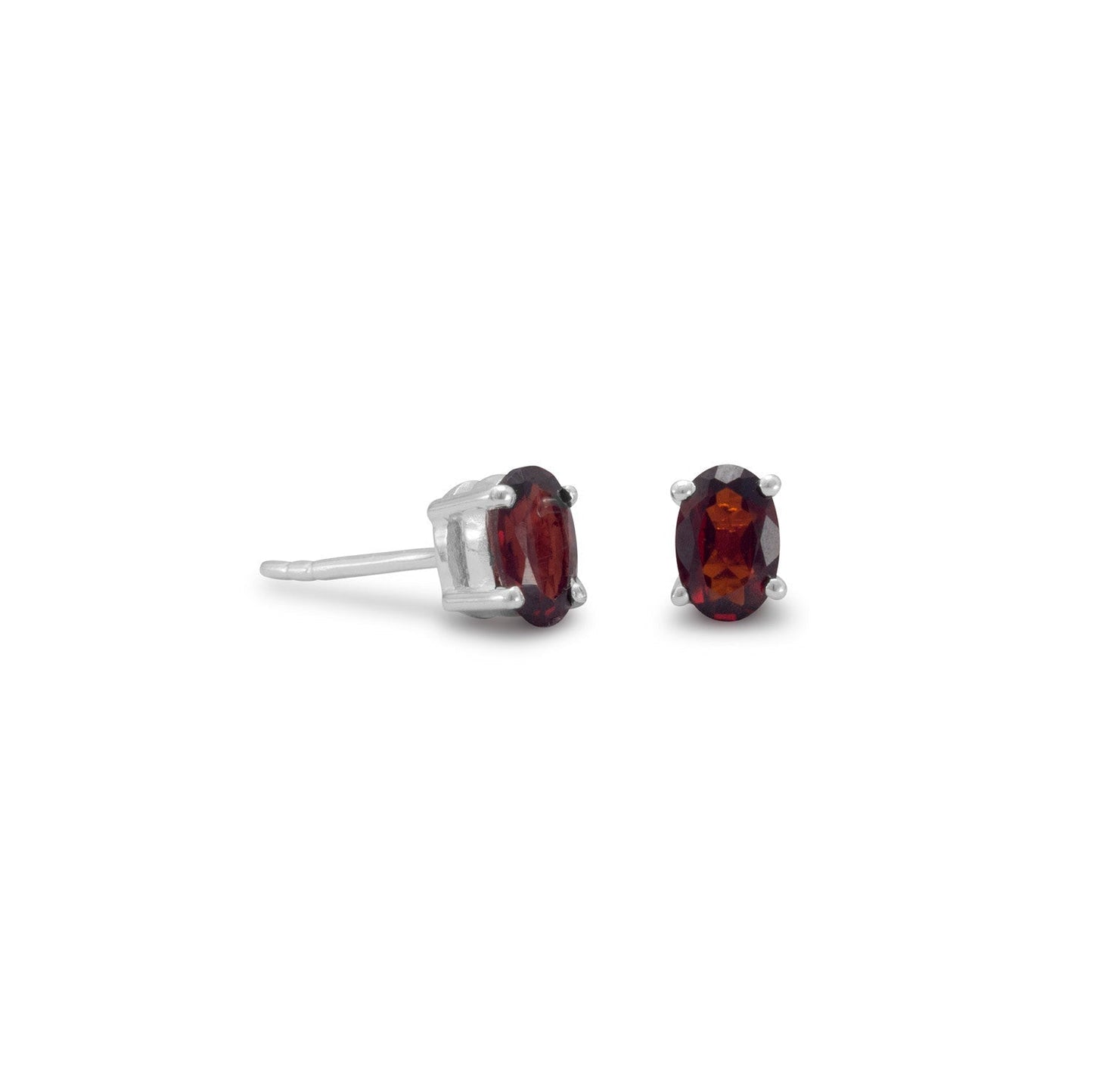 Oval Garnet Stud Earrings