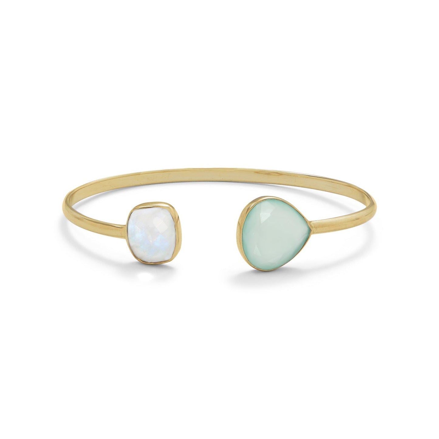 Gold Rainbow Moonstone & Green Chalcedony Cuff
