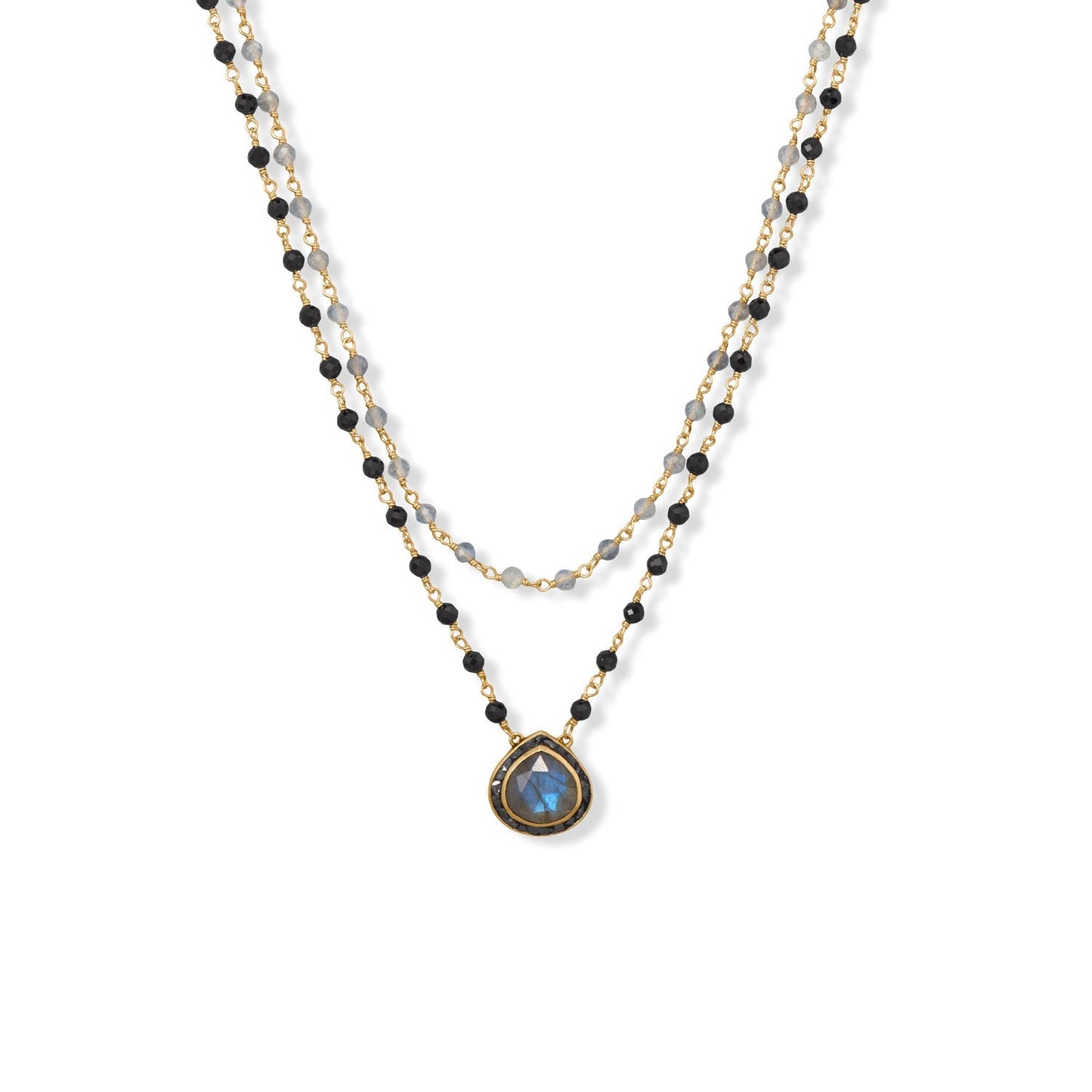 Gold Labradorite & Black Onyx Necklace