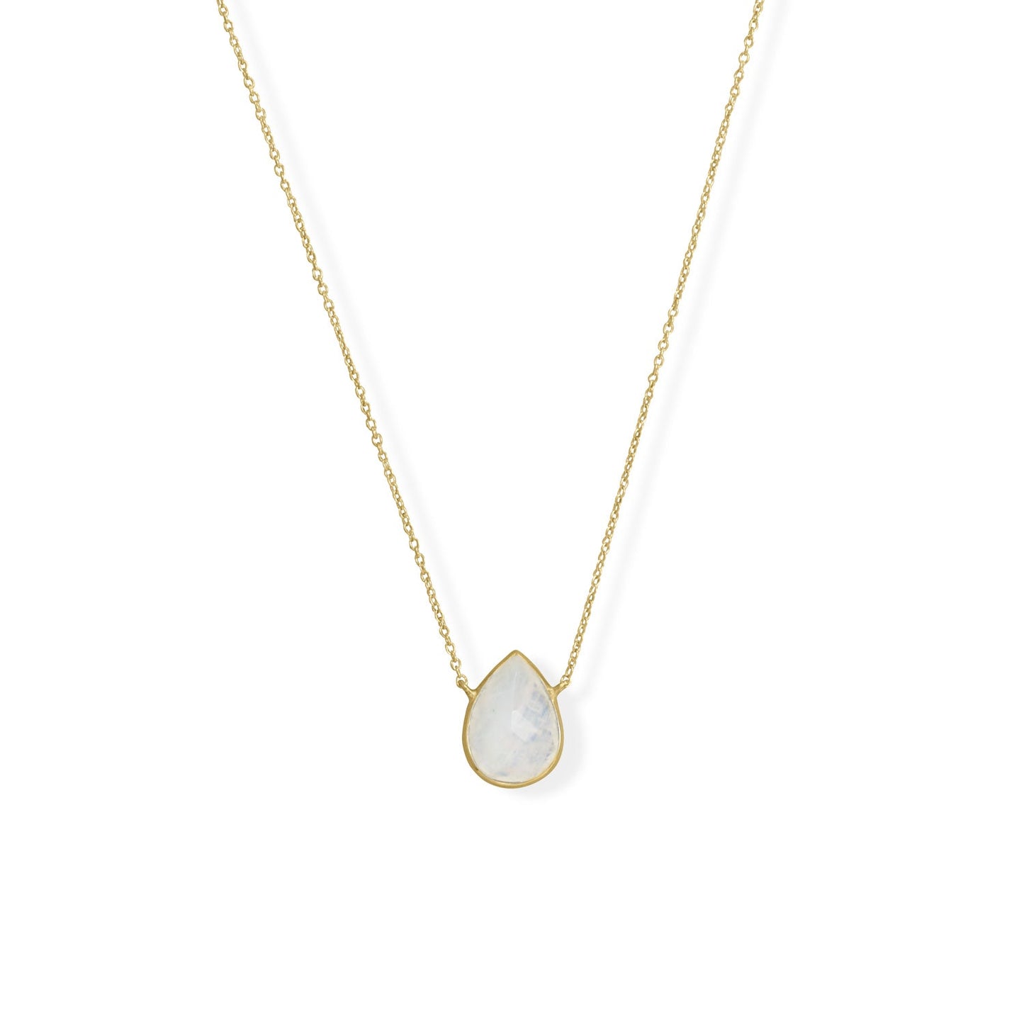 Gold Rainbow Moonstone Pendant Necklace