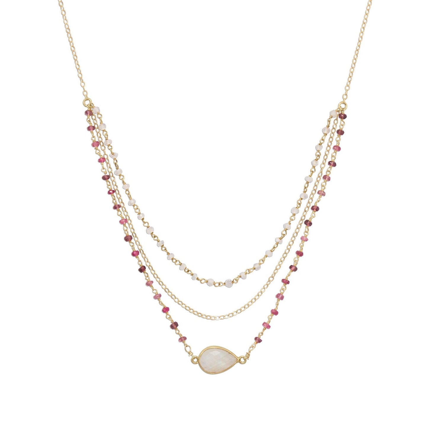 Rainbow Moonstone & Tourmaline Necklace