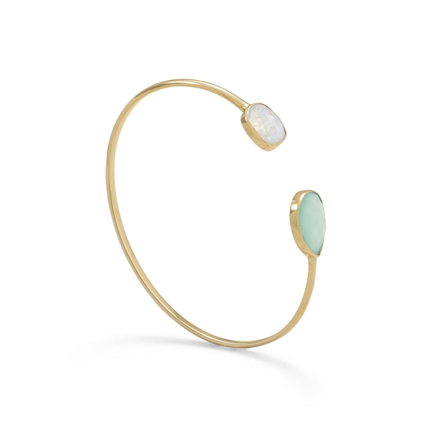 Gold Rainbow Moonstone & Green Chalcedony Cuff