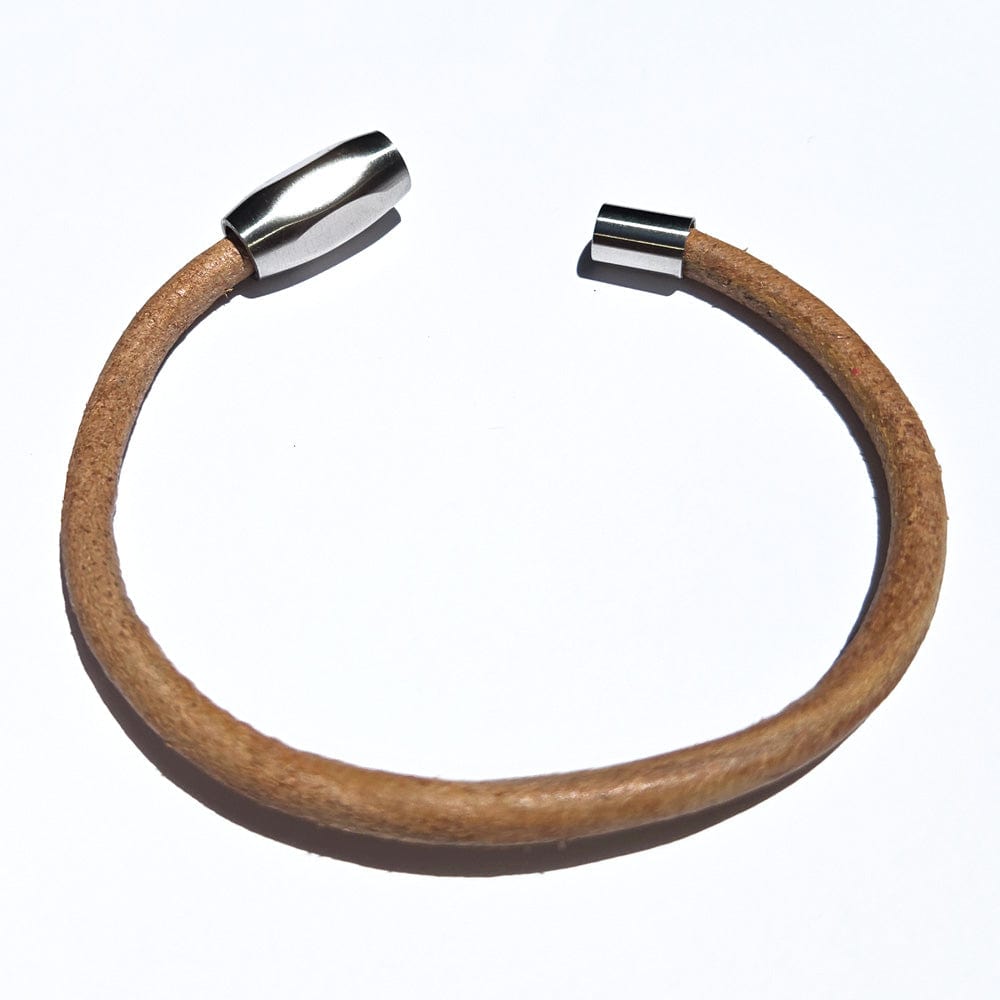 Men's Tan Leather Bracelet w Magnetic Clasp