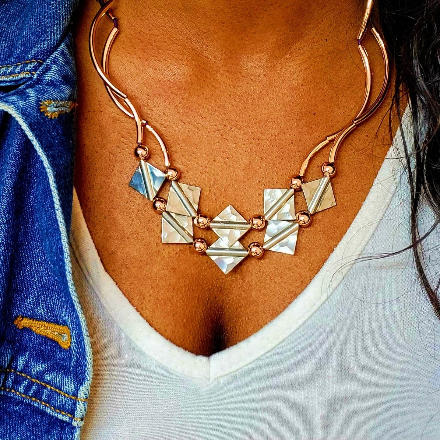 Eslin Tiered Leather and Mixed-Metal Necklace