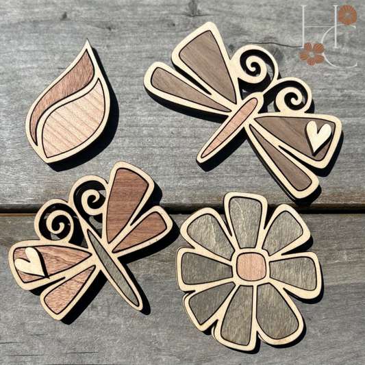 Dragonfly Wood Magnet Set