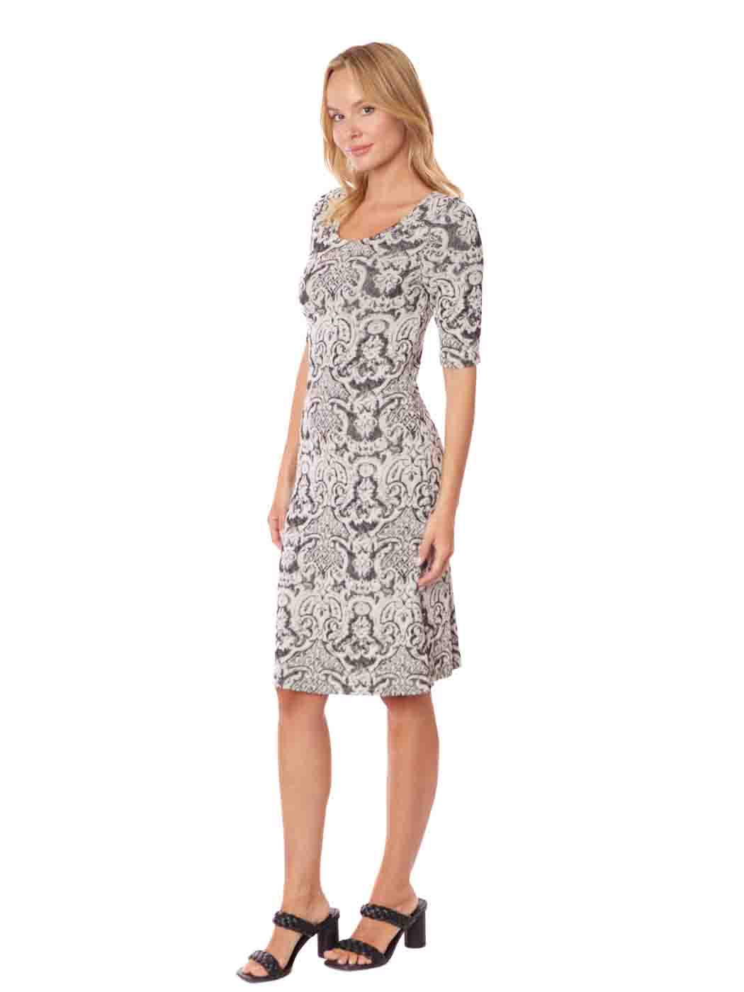 Tianello "Adelle"  French  Knit, Jersey Jacquard, S.S. "Ballet" Dress XS,S,M