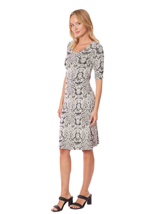 Tianello "Adelle"  French  Knit, Jersey Jacquard, S.S. "Ballet" Dress XS,S,M