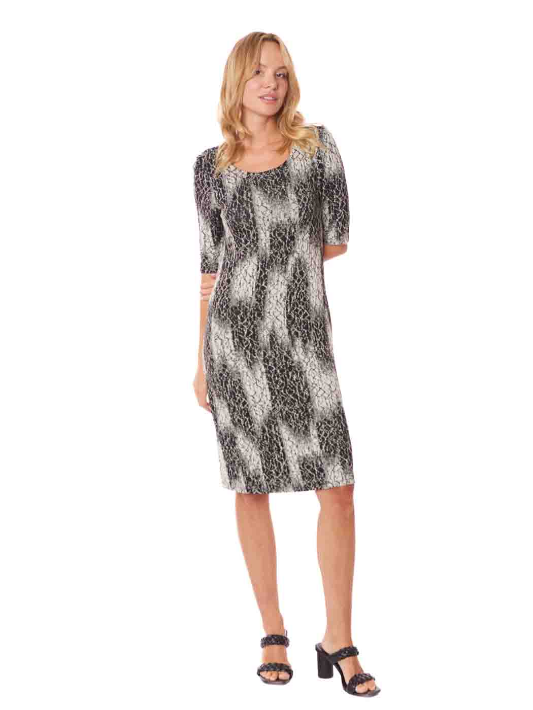Tianello "Arro"  French  Knit, Jersey Jacquard, S.S. "Ballet" Dress - S - M - L - XL