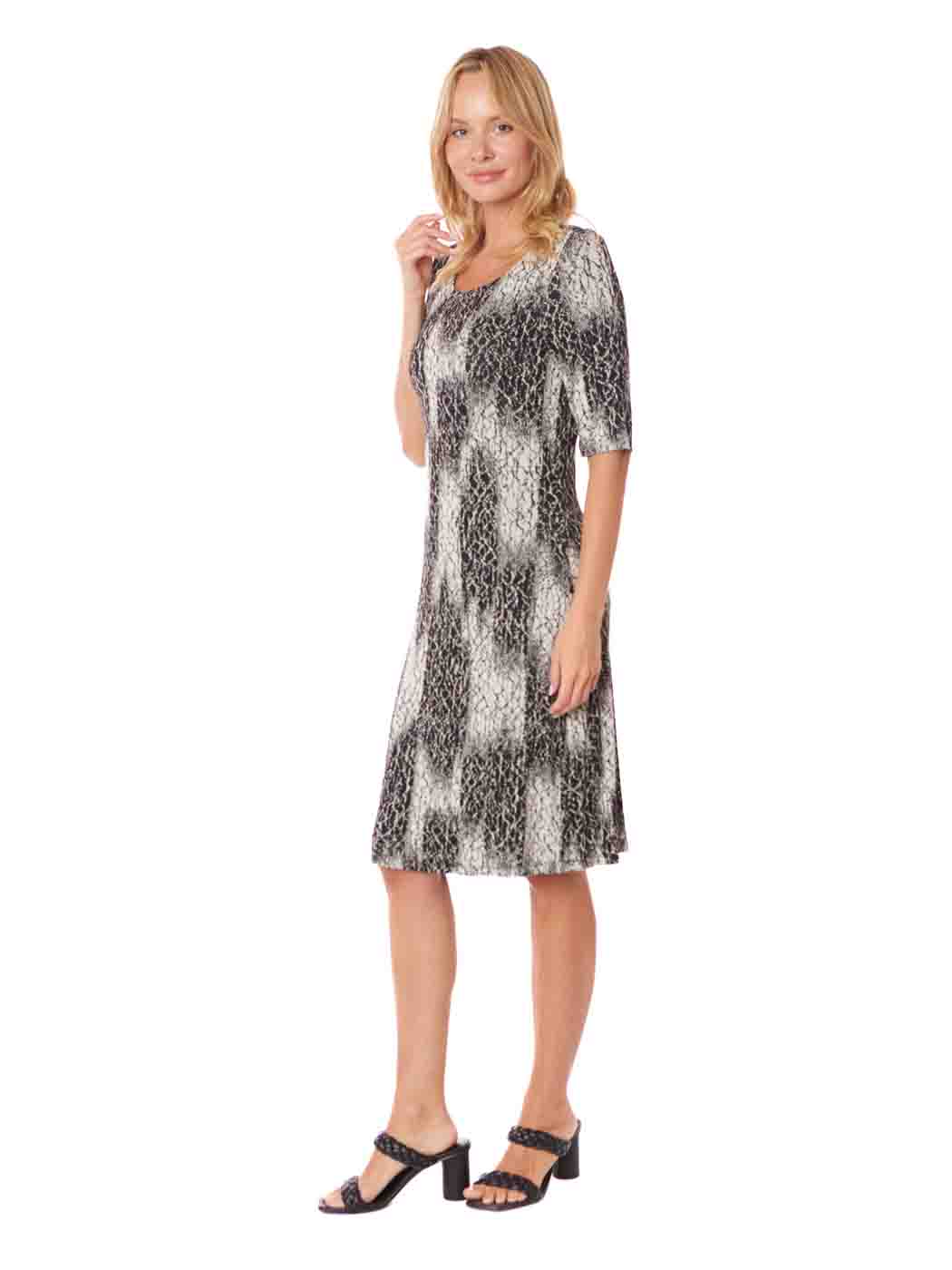 Tianello "Arro"  French  Knit, Jersey Jacquard, S.S. "Ballet" Dress - S - M - L - XL
